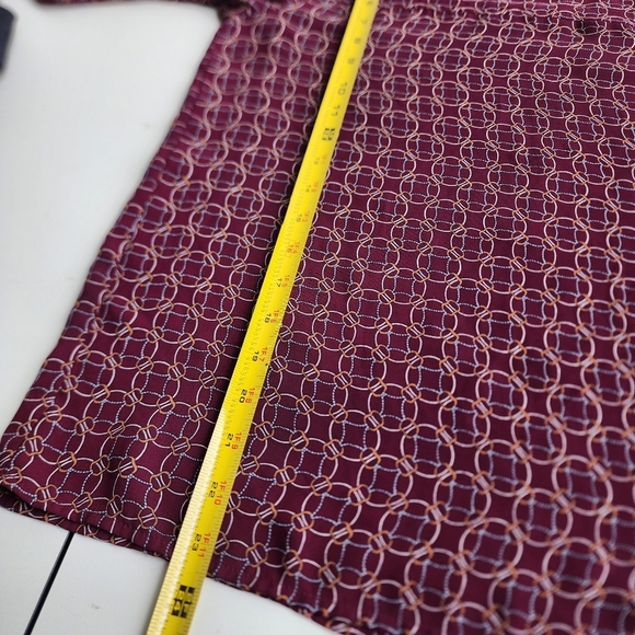 Loft Ann Taylor Burgundy Long Sleeve Red Patterned Keyhole Long Sleeve Blouse S - Picture 8 of 12